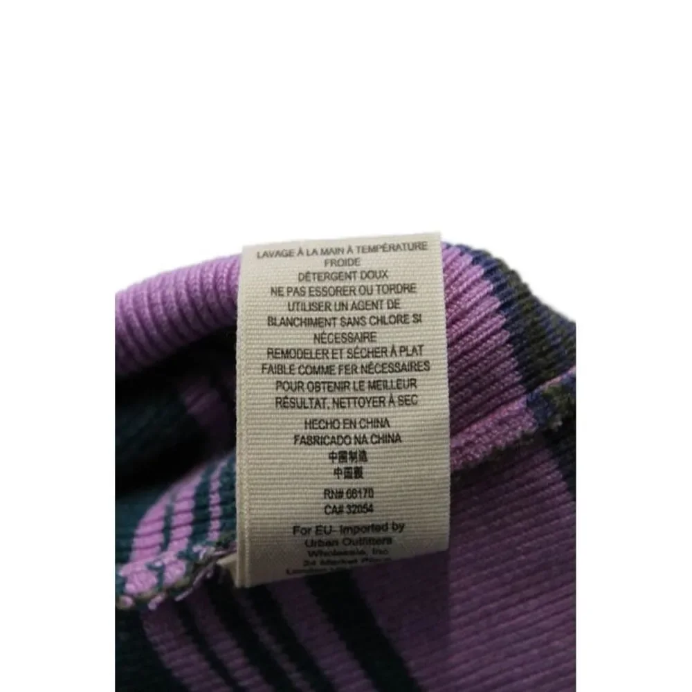 Free People Womens Long Sleeve Striped Mock Neck Sweater Purple Teal Size XS